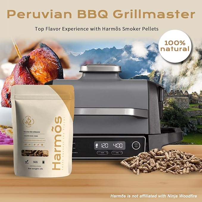Harmos 4-Wood Pellets: Peruvian/Ninja BBQ, Premium Hardwood Pellets for Smokers, 2 Sealed Packs