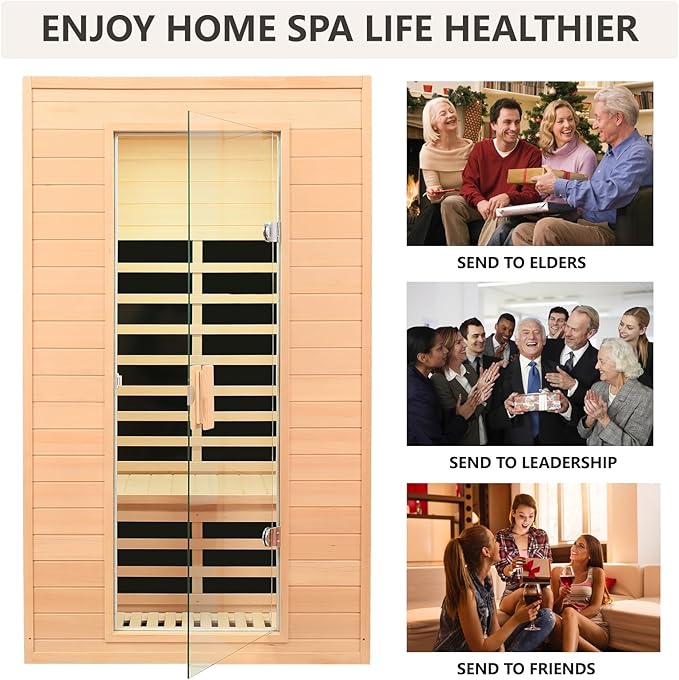 2 Person Infrared Sauna, Low EMF FAR Infrared Sauna for Home, 1500 Watts Canadian Hemlock Indoor Saunas with LED Reading Lamp, LCD Display-Control, Blue-Tooth Audio