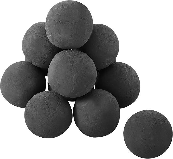 VEVOR Ceramic Fire Balls, 4 Inch 12 Pcs Round Fire Stones, Reusable Lava Rocks Indoor and Outdoor Use, Decorative Fire Pit Rocks for Propane/Gas Fireplace, Stove, Courtyard, Camping, Black