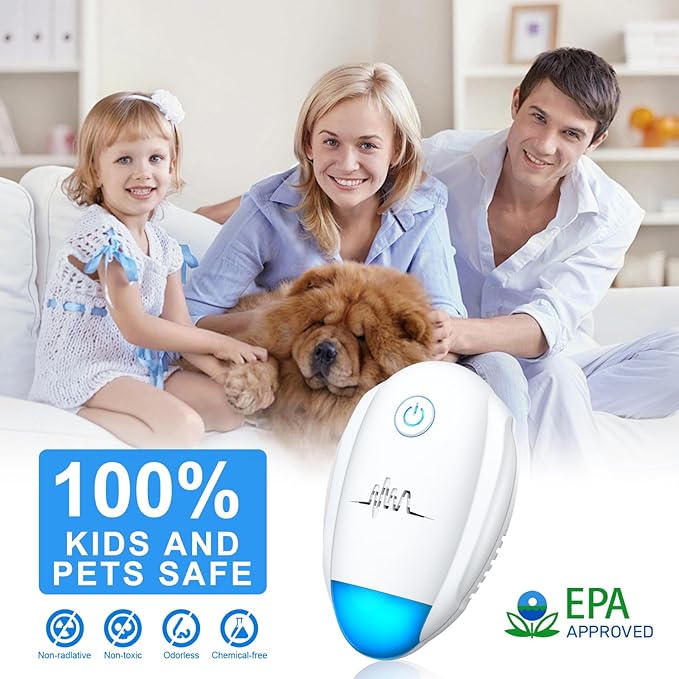 Upgraded Ultrasonic Repeller, Indoor Ultrasonic Repellent, Electronic Plug in Pest Control for Bugs,Mosquito,Roach, Ant, Rodent, Mouse, Spider Repellent for House, Warehouse, Garage (White)