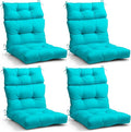 EAGLE PEAK Tufted Outdoor/Indoor High Back Patio Chair Cushions, Set of 4, 46'' x 22'', Blue