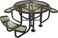 COATEDOUTDOORFURNITURE Heavy-Duty Portable Outdoor Picnic Table with Umbrella Hole, Expanded Metal Patio Dining Furniture Made in America (46" Round Top, Textured Gold Vein)
