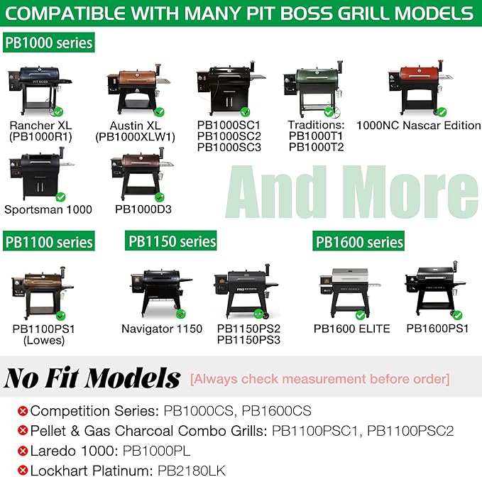 Flame Broiler Kit for Pit Boss Smoker Replacement Parts PB1000 PB1100 PB1150 PB1600 Austin XL Pitboss Rancher Traditions Pro Pellet Grills Heat Deflector Slide Cover PB1100PS1 Bottom Plate 60547 BBQ