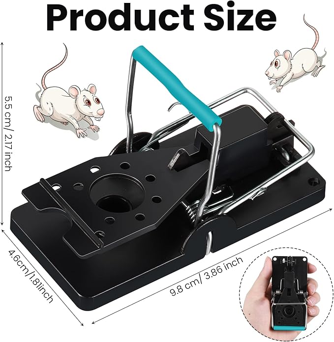 Qualirey 24 Pcs Mouse Traps Plastic Snap Rat Trap Bulk Reusable Quick Effective Safe for Indoor Outdoor Home House Warehouse Garden Kitchen 3.86 x 1.81 x 2.17 Inch (Black,Blue)