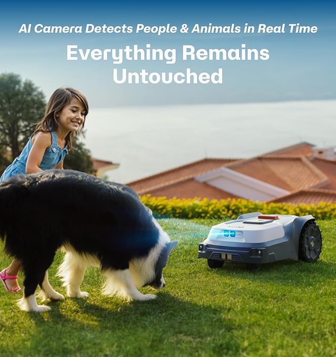 T1200Pro Robot Lawn Mower Wire Free, RTK+Vision Ride-on Edge Mapping Mowing for 0.37 Acre Yard, AI Obstacle Avoidance, APP Multi-Zone Management, Automatic Robotic Lawnmower Handle 20° Slope
