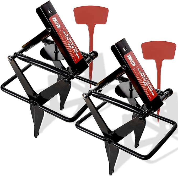 Mole Traps 2 Pack, Scissor Mole Trap That Kill Best，Mole Traps for Lawns Ground，Easy Step Mole Eliminator，Black Coated