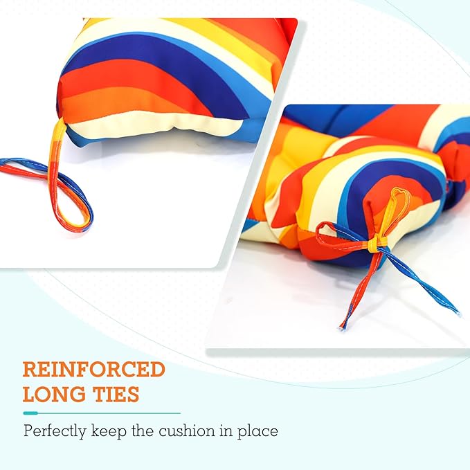 EAGLE PEAK Tufted Outdoor/Indoor High Back Patio Chair Cushions, Set of 2, 46'' x 22'', Swirl