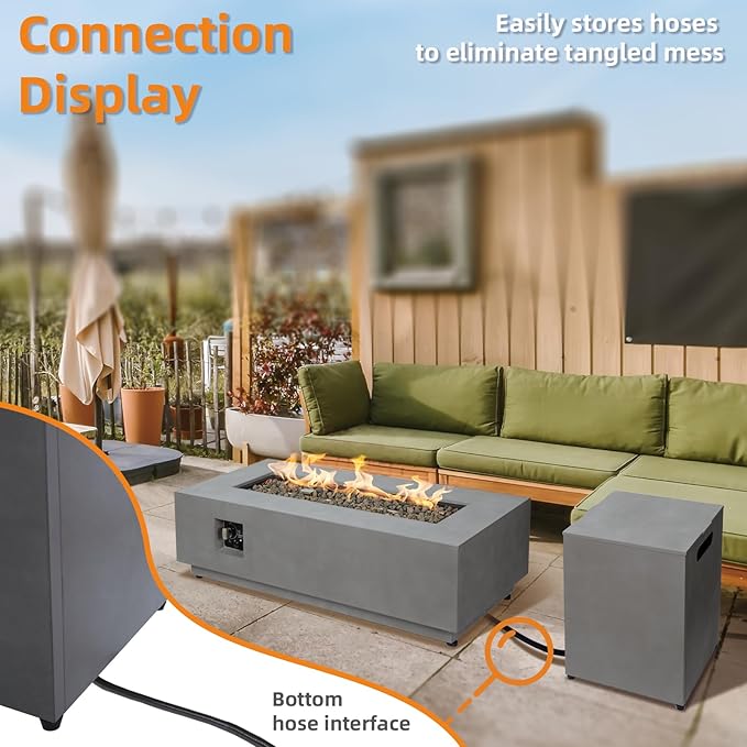 Propane Tank Cover, 16 Inch Propane Tank Cover Table Outdoor Storage Box, Fits 20 lb Propane Tank Outdoor Gas Tank Storage Box with Aesthetic Feature for Patio, Balconies, Grey