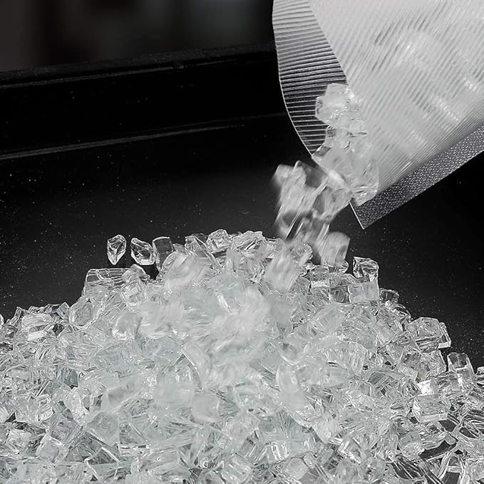 Onlyfire 10 lbs Fire Glass for Propane Fire Pit, 1/2-Inch High Luster Fireplace Glass Rocks for Fire Pit Table, Platinum