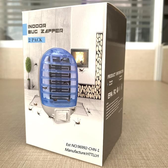 Bug Zapper Indoor,Fly Traps,Flying Insects,Electronic Insect Killer Fly Insect Trap Plug-in Mosquitoes Killer Mosquito Zapper with Blue Lights for Living Room,Kitchen,Bedroom,Office(1Pack)