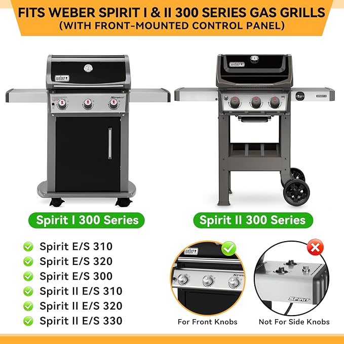 KifonMetals 15.3 inch Flavorizer Bars for Weber Spirit I & II E310 E320 E330 S310 S320 S330 Gas Grills with Front Control Knobs, Replacement for Weber Spirit Grill Parts 7636, Porcelain Steel, 5 PCS