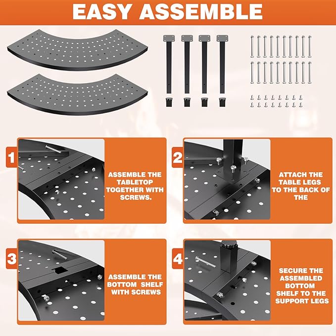 Fire Pit Surround Tabletop for Solo Stove Bonfire 1.0&2.0 and Ranger 1.0&2.0, 41" Fire Pit Surround Tabletop with Wood Storage Shelf, Powder-Coated Steel Surround Tabletop with Extra Space