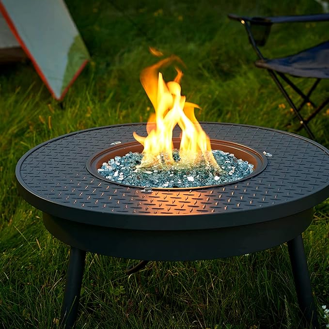 Onlyfire 10 pounds Fire Glass for Propane Fire Pit and Gas Fireplace, 1/2-Inch Reflective Firepit Glass Rocks for Fire Pit Table and Fire Bowl, Aqua Blue