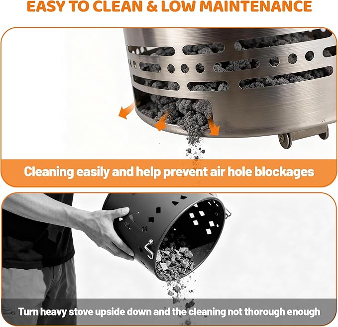 9.2 inch Smokeless Fire Pit, Smokeless Stove for Camping, Outdoor and Patio, Fueled by Wood Pellets or Firewood，Sliver