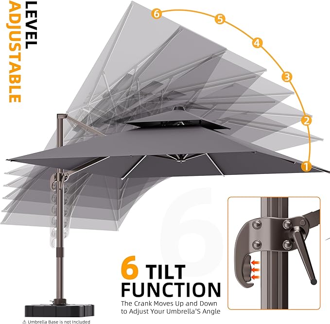 9' X 12' Cantilever Outdoor Patio Umbrellas with Base Included, Large Rectangle Umbrella Heavy Duty 360°Rotation Offset Umbrella for Garden Deck Pool Patio,Grey