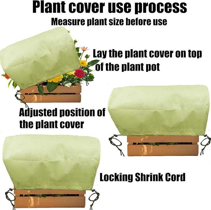 EJW 3 Piece Freeze Protection for Plants, (23.8'' x 11.8'' x 11.8'') Frost Cloth for Plants，Plant Protectors for Winter，Frost Blankets for Plants， Used for Flower pots, Flower Boxes, Small Plants