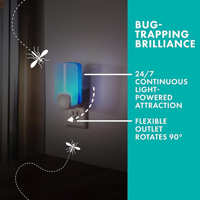 STEM Insect Trap - Indoor Fruit Fly & Gnat Pest Control for House, Home and Kitchen, Attracts & Traps Flying Bugs, Soft Blue Light - Includes 2 Plug-In Devices & 2 Cartridges