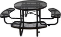 KUFUH 46" Round All Metal Picnic Table for 4-8 Person, Durable Heavy Duty Commercial Picnic Table with Umbrella Hole for Outdoor Coffee Shop, School, Easy to Assemble, Black
