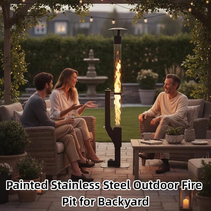 Outdoor Pellet Heater with Exclusive Rain Cap, All-Weather Patio Heater for Garden, Backyard, Party, Matte Black