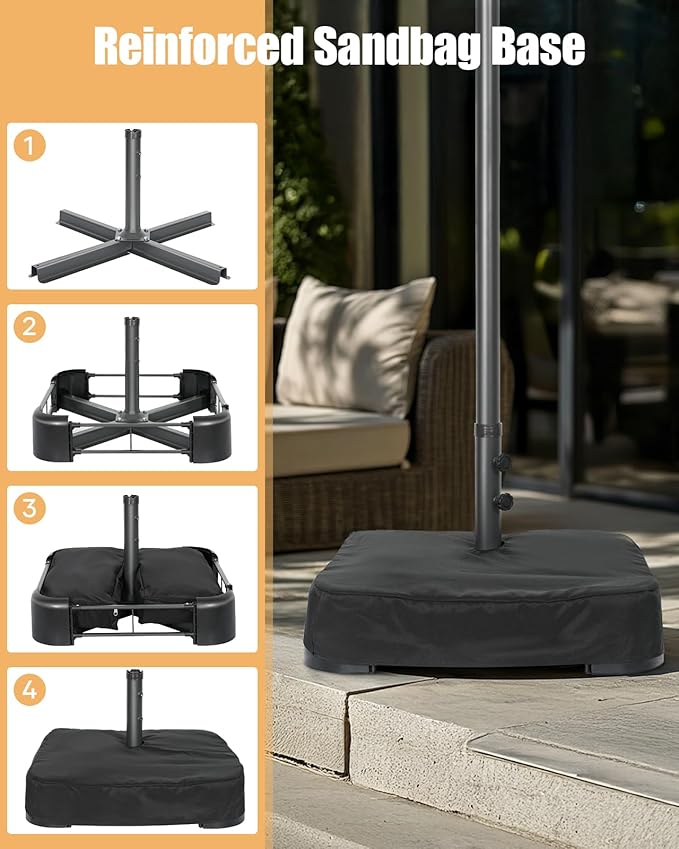 15ft Large Patio Umbrella with Base Included, Outdoor Double-Sided Rectangle Market Umbrella with Crank Handle, Umbrella Outdoor Patio for Pool Lawn Garden