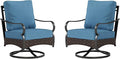 Swivel Patio Sofa Chairs - 2 PCS Outdoor Swivel Rocker Armchairs, Patio Seating with High Back Deep Seat for Porch Deck Balcony