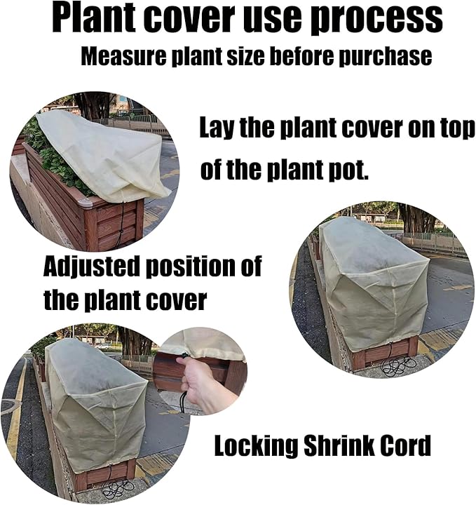 EJW Planter Cover, Frost Cloth, 39'' x 17.7'' x 15.7'' Frost Cloths for Outdoor Plants,Garden Covers for Winter, Planter Covers for Winter, Plant Covers Freeze Protection，4PACK