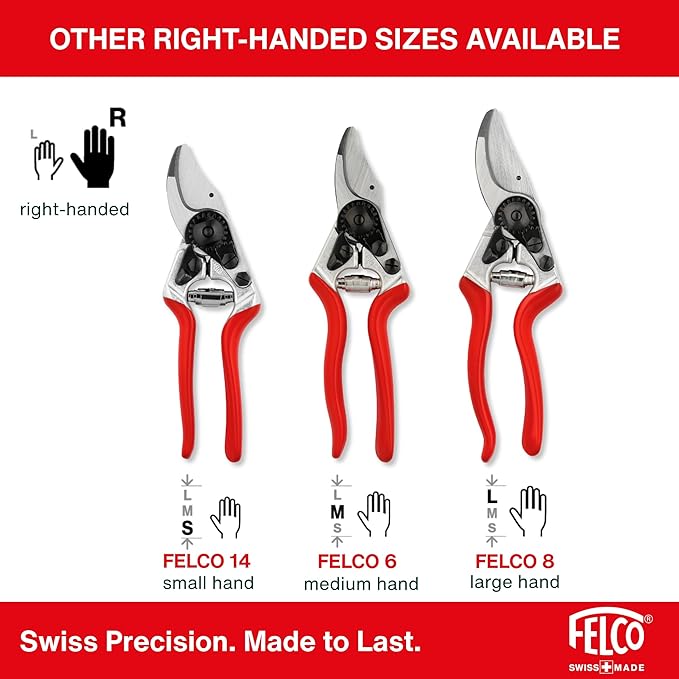 Felco F10 Pruning Shears – 8.3" Swiss-Made Left-Handed Garden Clippers with 25mm Cutting Capacity | Hand Pruners for Gardening | Garden Tool Cutter with Precision Bypass Blade, Aluminum Handles