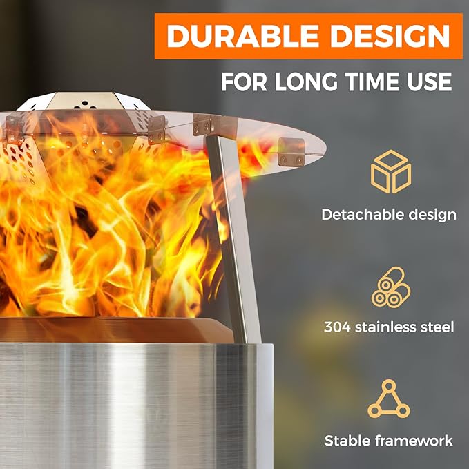 Fire Pit Heat Deflector for Solo Stove Yuokon 1.0/2.0 and Other 27" Fire Pit, with 3 Legs 304 Stainless Steel for Solo Stove Accessories, for Outdoor Firepit Captures and Redirects Warmth.