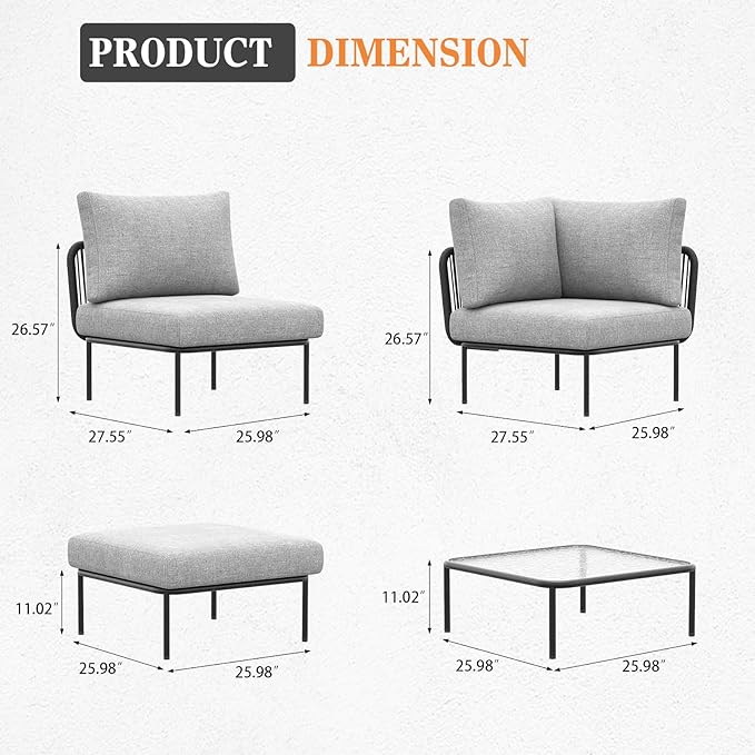 7 Piece Modern Outdoor Rope Wicker Sectional Patio L-Shaped Conversation Sofa Set Deep Seating with Thick Cushions