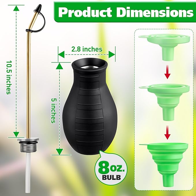Qualirey Diatomaceous Earth Powder Duster, Garden Powder Applicator Dispenser with Long Metal Tube, Bulb Duster Sprayer Insect Duster for Home Powder for Organic Gardening Agricultural Supply (1 Pack)