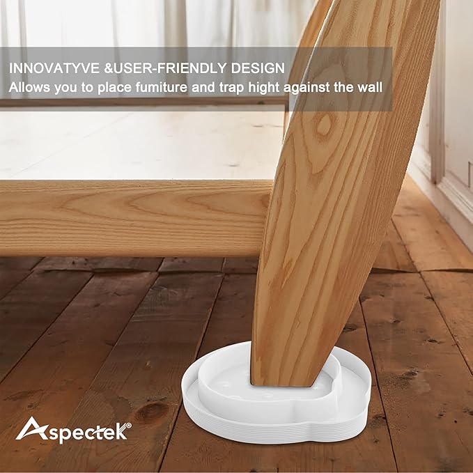 ASPECTEK Bed Bug Interceptors, Pack of 8 Pesticide-Free Traps and Insect Detectors, Effective Pest Control Solution with No Chemicals for Bed Bugs and Other Pests, White