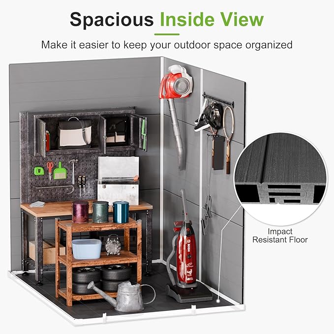 5x4 Shed Resin Outdoor Storage with Floor Included, Waterproof Small Plastic Garden Tool Shed Cabinet