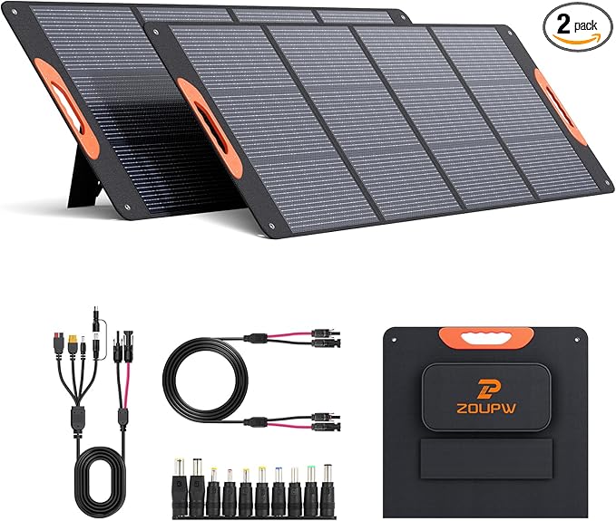 320 Watt N-Type 16BB Portable Solar Panel with Bypass Diodes, RV Essentials,2PCS 160W 20V Foldable Solar Charger for Power Station,25% High Efficiency IP67 Waterproof 3 Kickstands for RV Camping