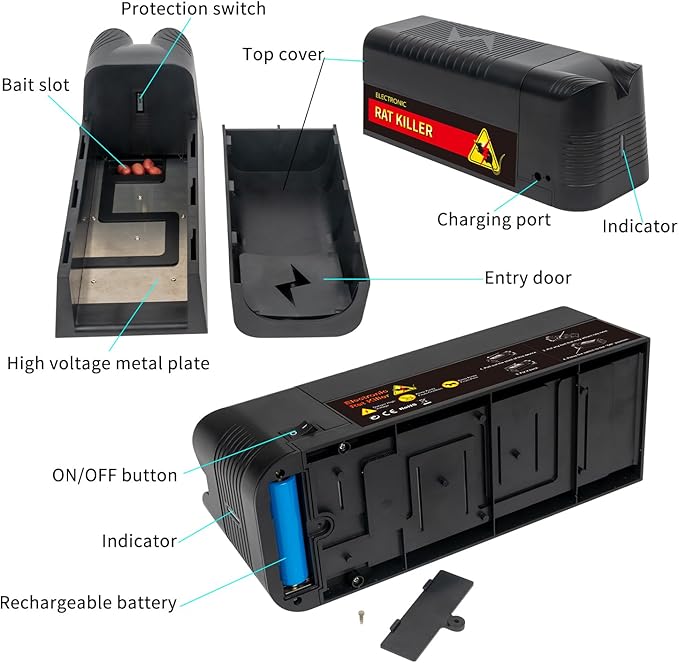 NAMEK Electric Rat Trap for Home, Effective Humane Indoor Rats Killer, Mice Zapper, Upgraded Rat Traps, Instantly Kill Rodent with Powerful Voltage
