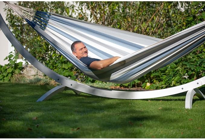 La Siesta® Large Double Brisa Classic Hammock, Outdoor Indoor Hammock Swing - Handmade Weather & Tear Resistant Backyard Bedroom Hammock, Sea Salt