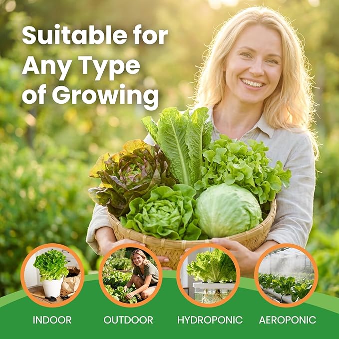 7000+ Organic Lettuce Seeds Collection - 7 Variety Heirloom Lettuce Seeds Mix Iceberg, Romaine, Bibb, Butter Crunch, Black-Seeded Simpson & More Non-GMO, Heirloom for Hydroponics or Garden