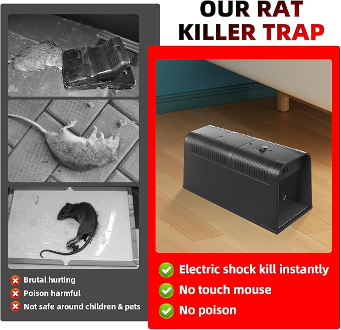 2 Pack Electric Mouse Trap,Electric Rat Trap, Mice Zapper Electronic Rat Trap. Indoor Mouse Traps for House Attic Garage to Deal with Rampant Mice (2)