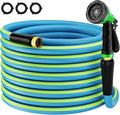 Heavy Duty Garden Hose 5/8" 50FT: Flexible Rubber Water Hose with 10 Function Sprayer - Leakproof Hose Male to Female Fittings - Durable Hose for Yard, Lawn, Car Wash, Outdoor, Watering, Green