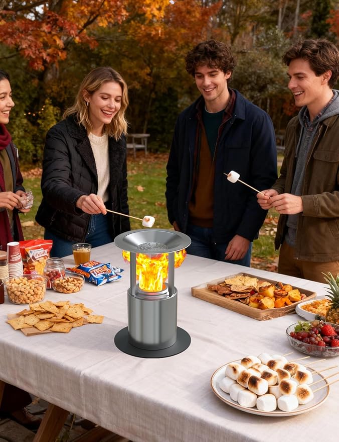 Heat Deflector for Solo Stove Mesa, Portable Fire Pit Heat Deflector with 3 Detachable Legs, Accessory for Mesa Fire Pit, Captures and Redirects Warmth, 304 Stainless Steel