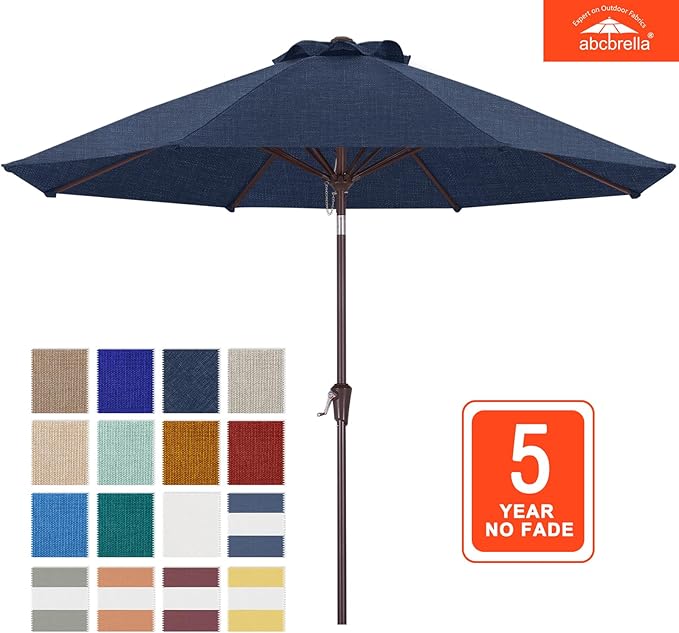 ABCCANOPY OLEFIN® 5-Year No Fading 9FT Patio Umbrella, Outdoor Table Umbrella with 8 Sturdy Ribs for Deck, Backyard, Yard (Navy)