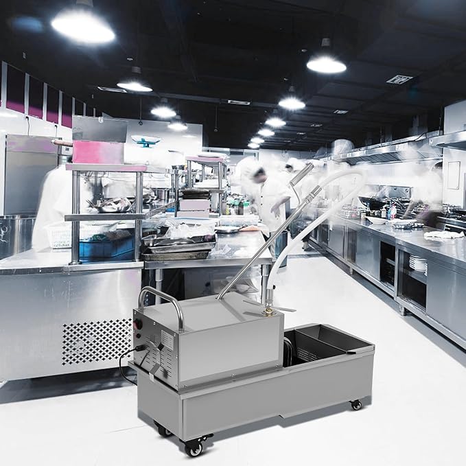 Fryer Oil Filter Machine Deep Fryer Filter Cart 58l Stainless Steel Cooking Oil Filtration System for Restaurants Chicken Shops - Mobile with Us Plug