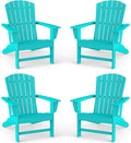 BRIOPAWS Adirondack-Chairs-Set of 4 | Fire Pit Chair | Oversized | HDPE Plastic | Weather Resistant | for Deck Outdoor Poolside Campfire | Aqua