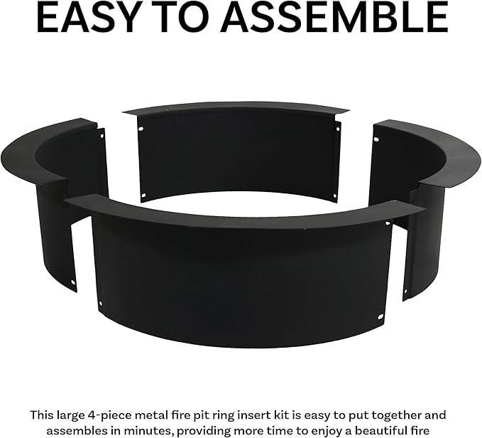 Sunnydaze Outdoor Fire Pit Ring - DIY Above or In-Ground Steel Fire Ring Insert - 42-Inch Outer/36-Inch Inner Diameter