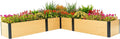 Vego garden Woodgrain Series Raised Garden Bed, 16" Tall Wooden-Look 8' x 8' L-Shaped Metal Planter Box Outdoor for Vegetables, Flowers, Herbs