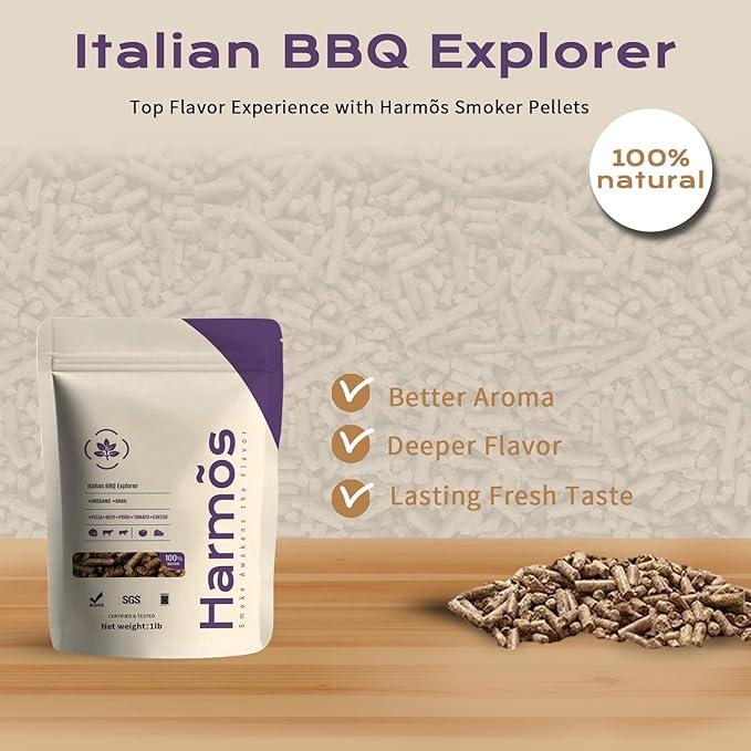 Harmos 4 Wood Pellets: Italian Flavor/Ninja BBQ, Hardwood Pellets for Smokers, 2 Sealed Packs