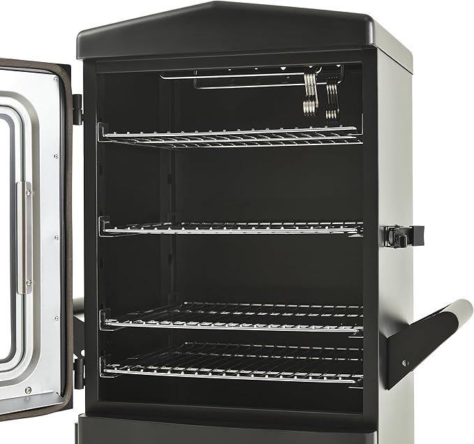 Propane Smoker with Cover, Vertical Gas Smokers Grill with Temperature Control Outdoor Heavy Duty Three Removable Smoking Shelves, New-Model Black