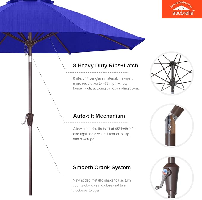 ABCCANOPY OLEFIN® 5-Year No Fading 9FT Patio Umbrella, Outdoor Table Umbrella with 8 Sturdy Ribs for Deck, Backyard, Yard (Deep Blue)