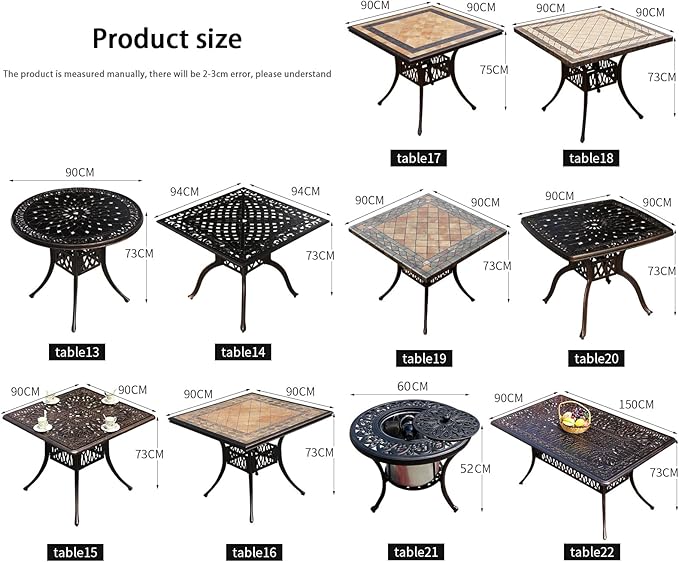 FAPOLITE Outdoor Table Round Patio Table Ice Bucket All Weather Aluminum Frame Outdoor Dining Table for Lawn Garden Backyard (60cm Ice Bucket)