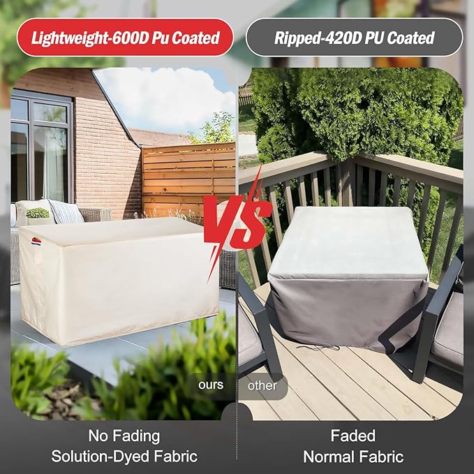 Fire Pit Cover Rectangular 48 Inch - Waterproof Outdoor Fire Table Cover Rectangle Heavy Duty, 600D Patio Propane Gas Firepit Cover Rectangular Tear Weather Resistant - 48 x 24 x 24 Inch Beige