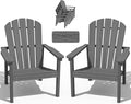 nevilywood Compact Stackable Adirondack Chairs Set of 2, 26.3" Wide HDPE Outdoor Patio Chairs - Durable, Space-Saving Design for Porch, Lawn or Garden, Grey